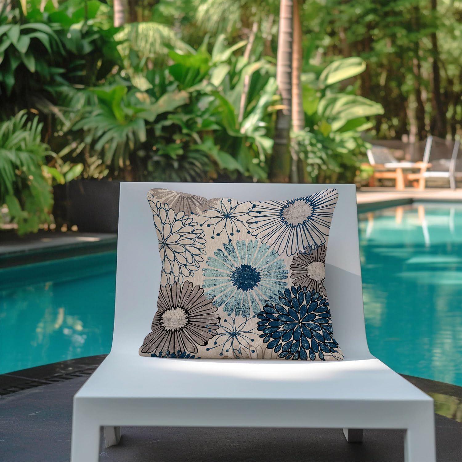 Dahlia Flower Outdoor Waterproof Throw Pillow Covers Set of 2 Abstract Floral Printed Outdoor Pillow Covers for Patio Furniture, Porch, Garden 18x18 Inch