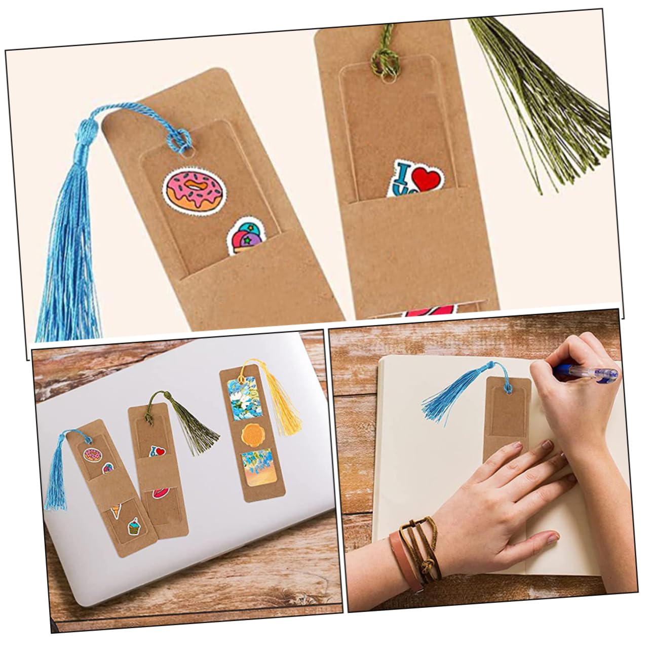HOMSFOU 120 Set Segnalibri Per Etichette Segnalibri Vuoti Convenienti Per Pagine Libri Kit Con Nappa Kit Per