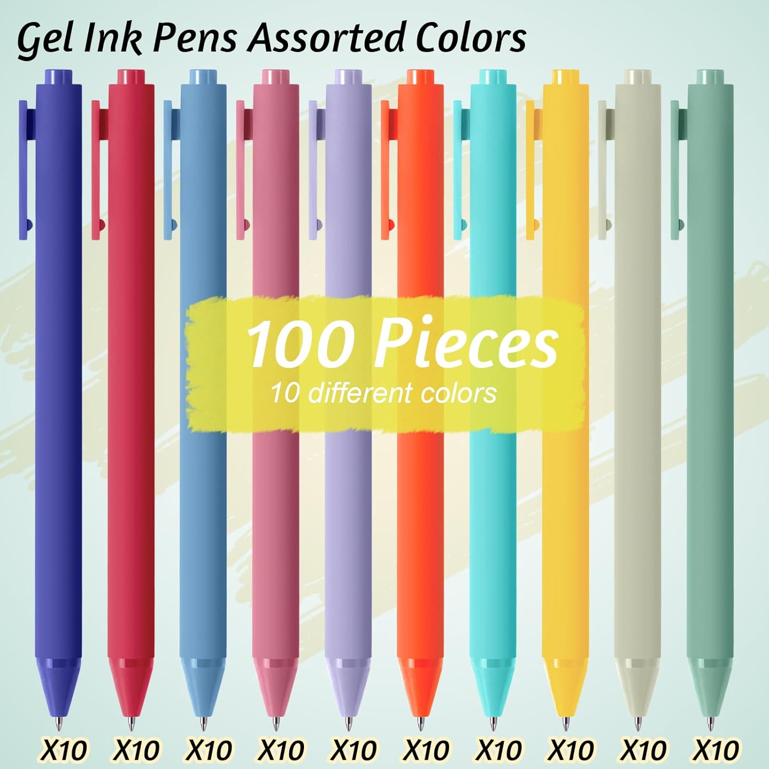 Crtiin 100 Pcs Gel Pens Bulk, 0.5mm Fine Point Black Ink Pens, Retractable Smooth Writing Quick Dry, Colored Aesthetic for School Office Journaling Supplies (Rainbow Colors)