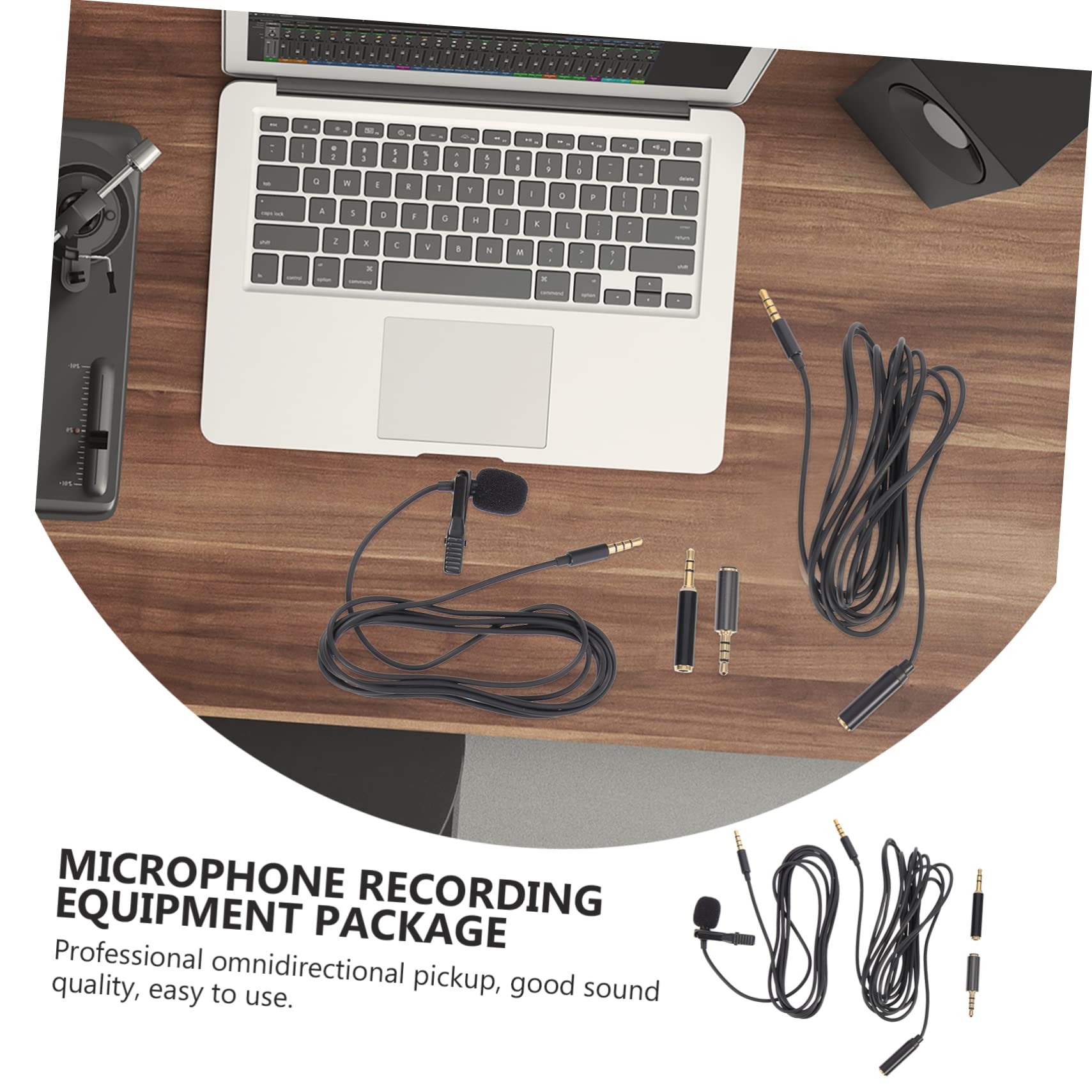 Abaodam 2sets Microphone Interview Kit Omnidirectional Mic for Phone Laptop and Camera Extension Cable for Vlogging Recording and Live Streaming