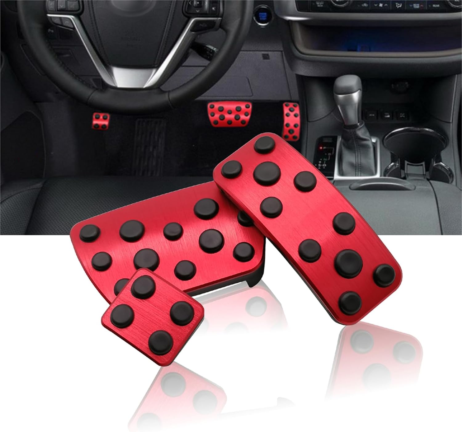Anti-Slip Performance Foot Pedal Pads kit Compatible with Camry & Highlander 2012-2017, Auto No Drilling Aluminum Brake and Gas Accelerator Pedal Covers -Silver