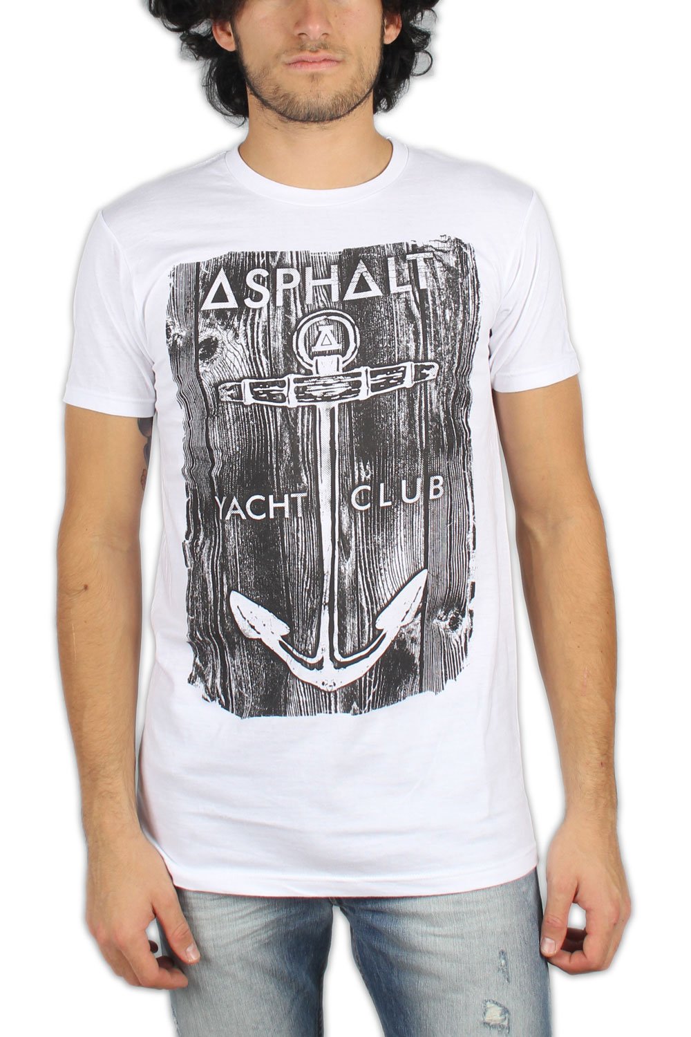 Asphalt Yacht Club - Mens Anchor Wood T-Shirt, Medium, White