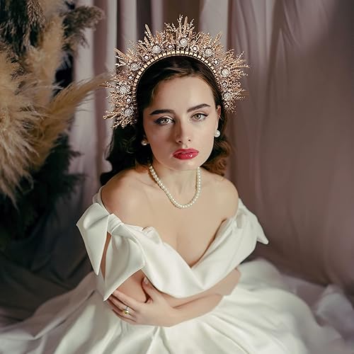 Miniatura 3 de Gold Leaves Halo Crown Headpiece Woodland Goddess Zip Tie Headband for Women Princess Hair Accessory Cosplay Adult Tiara Photoshoot Props Bridal