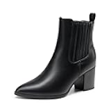 Women's Ankle Boots Pointed Toe Chunky Block Heel Ankle Bootie Fall Short Booties Shoes