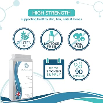 Silica 225mg – 90 Capsules - A Potent Highly Bioavailable Form - Naturally Sourced from Bamboo Extract - One-A-Day Vegan Capsules to Support Healthy Hair, Nails and Skin - Made in the UK