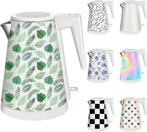 Miniatura 30 de Caldera de agua interior de acero inoxidable de doble pared de 1.2 L, inalámbrica, 1000 W de ebullición rápida con luz LED, cafetera y tetera