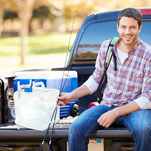 Miniatura 5 de Lallisa Paquete de 10 recipientes de agua plegables con espiga, jarra plegable para almacenamiento de agua, de plástico transparente portátil, para