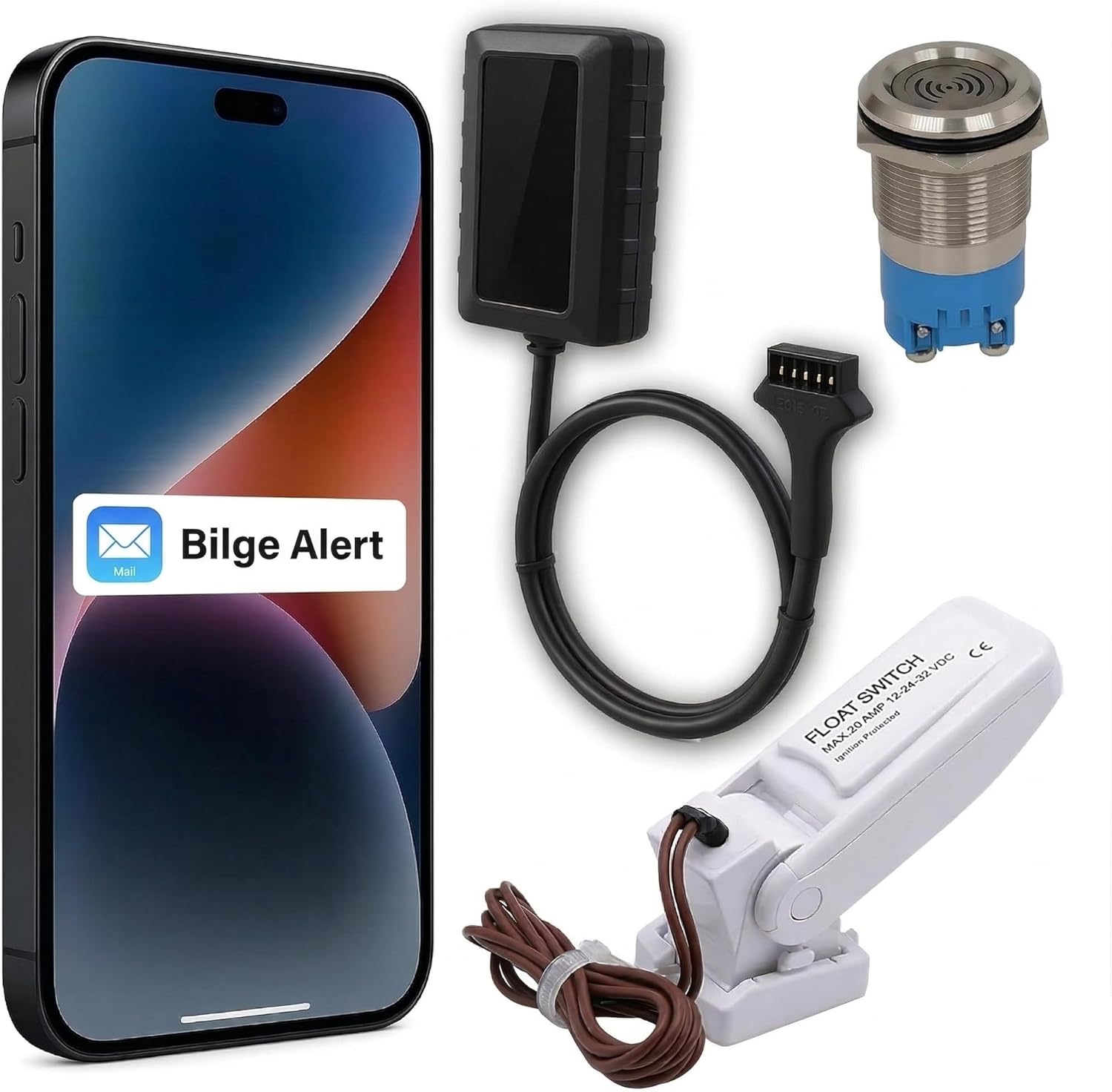 Spy Spot GV57 Boat GPS Tracker & Bilge Alarm System with Float Switch & Dashboard Buzzer, Waterproof IP67 Marine Tracking Device with Low Battery Alerts, Geo-Fencing & Real-Time Monitoring