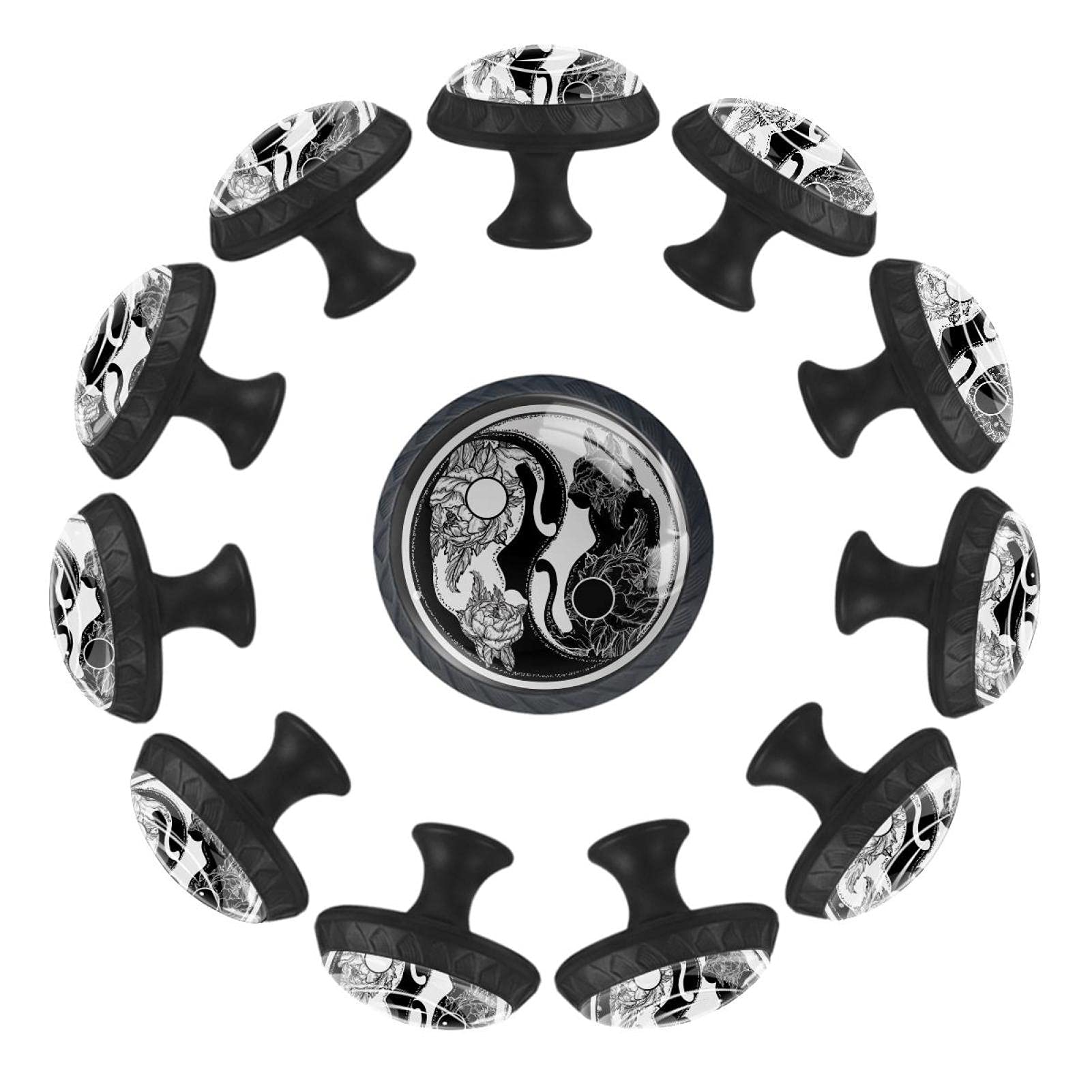 Boutons de tiroir chat Yin Yang pour relooker une commode unie