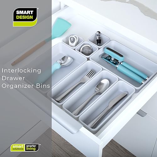 Miniatura 7 de Smart Design Organizador de cajones entrelazados, juego de 8 piezas, sin BPA, utensilios, cubiertos, oficina, cuidado personal o almacenamiento de