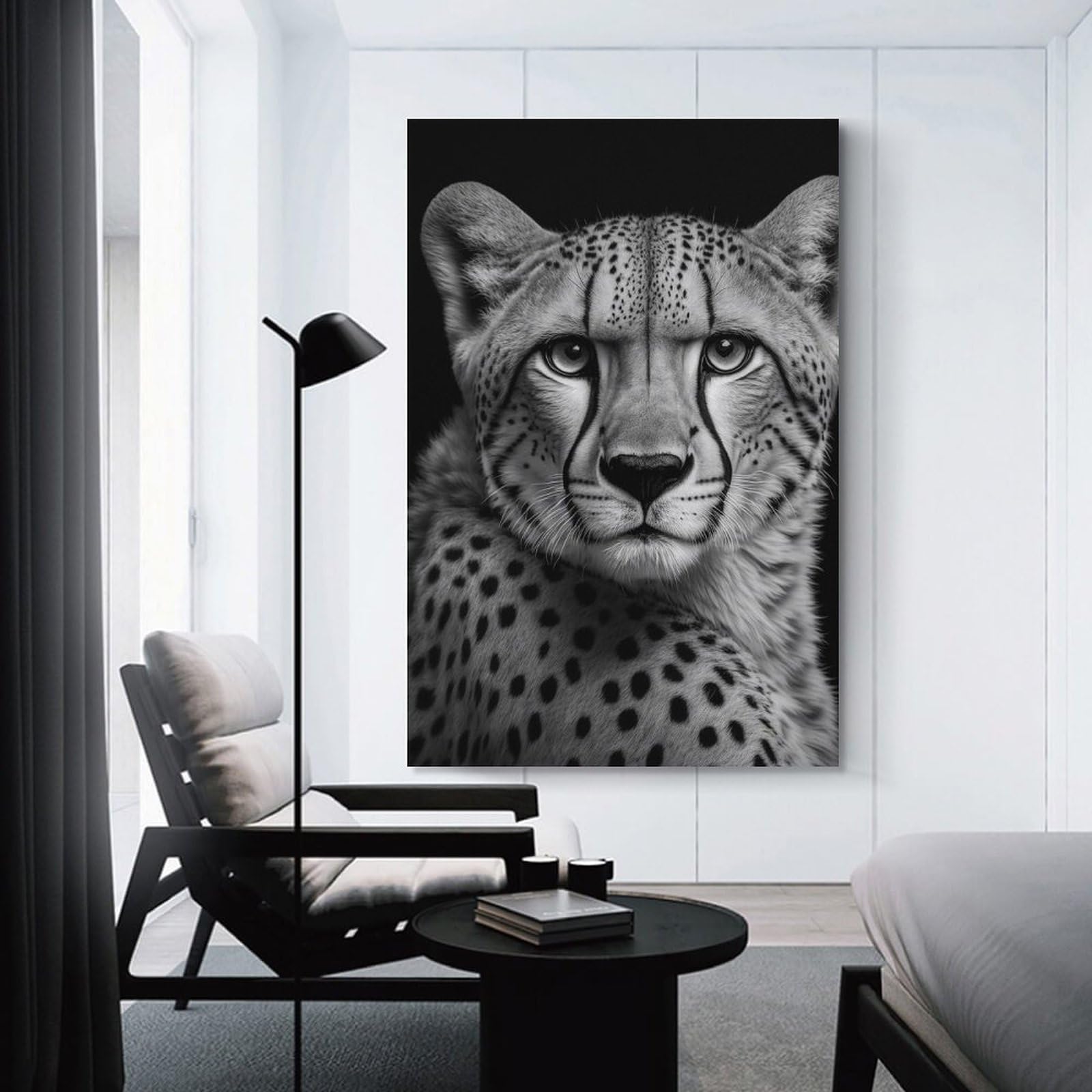 Junmoney Hanging Wall Art Portrait of A Cheetah, 24x36inch(60x90cm), for Contemporary Homes, Apartments Or Offices, Stylish Wall Art for Fresh Spaces
