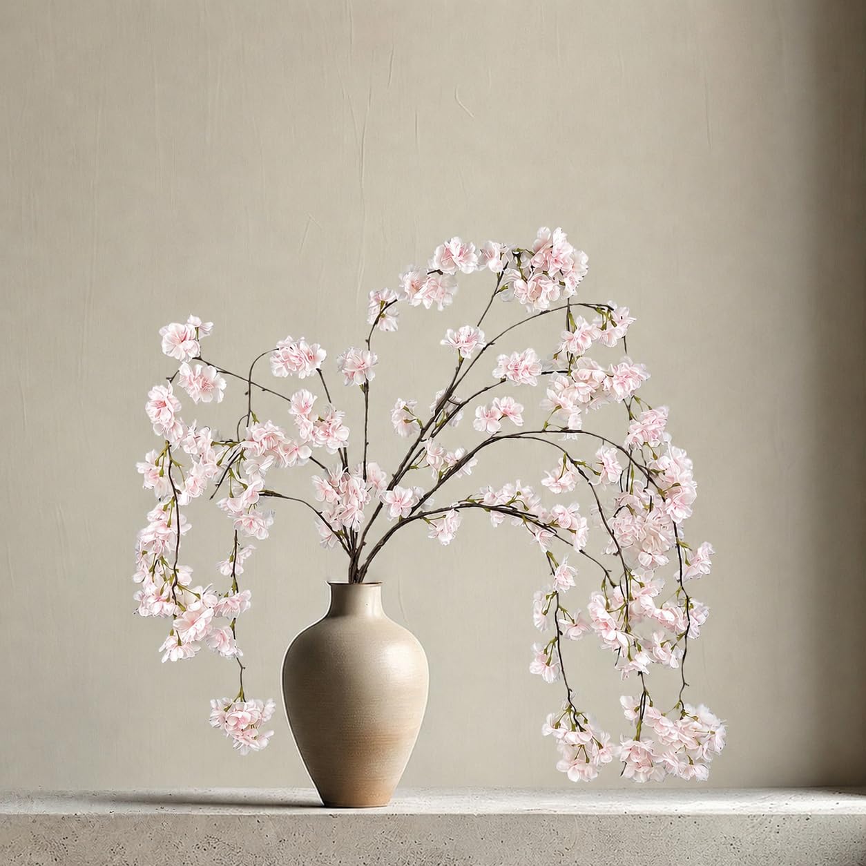 Avoik Artificial Cherry Blossom Branches, 3 Pcs Faux Plum Flowers Peach Branches Boutique Silk Flowers 59 Inch Tall Stems Real Touch Cherry Flowers for Wedding Table Vase Garden Home Decor (Pink)