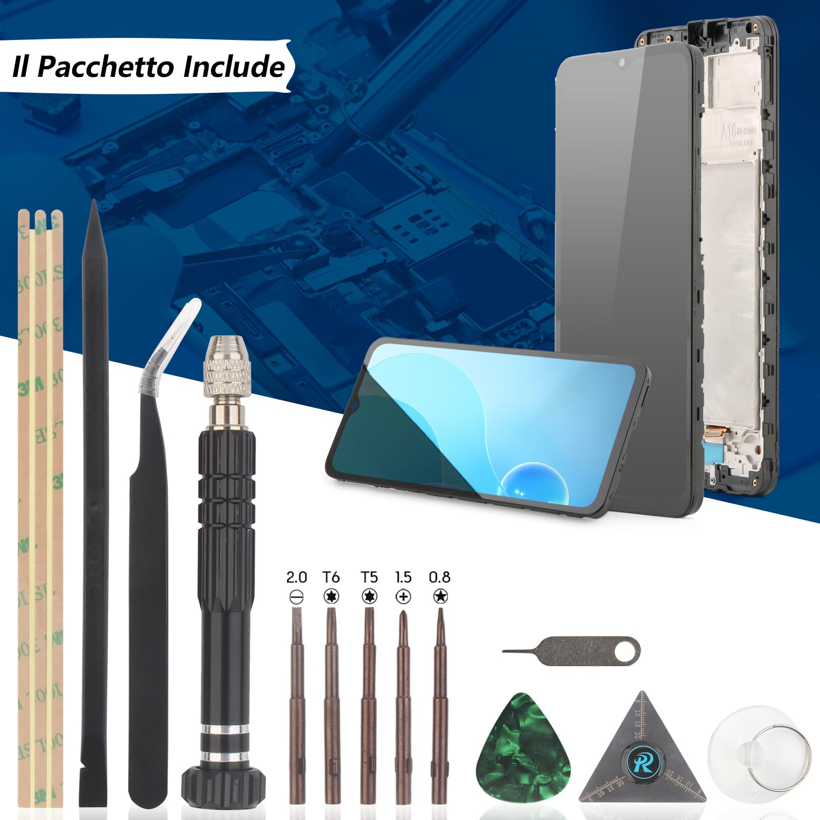 RongZy Schermo LCD per Samsung Galaxy A16 5G Display Sostituzione per Galaxy A16 5G SM-A166B/A166E Digitizer Assembly Vetro di Ricambio Touch Screen con Strumenti(6.7", Nero con Cornice)