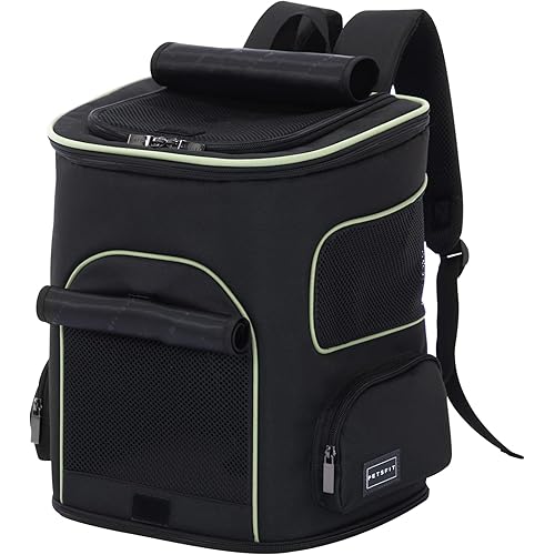 PETSFIT Dog Backpack Carrier with Upgraded Waist Protection Design, Cat Backpacks for Carrying Cats/Dogs/Puppies Up to 22 Pounds. Designed for Hiking Camping Traveling,Black