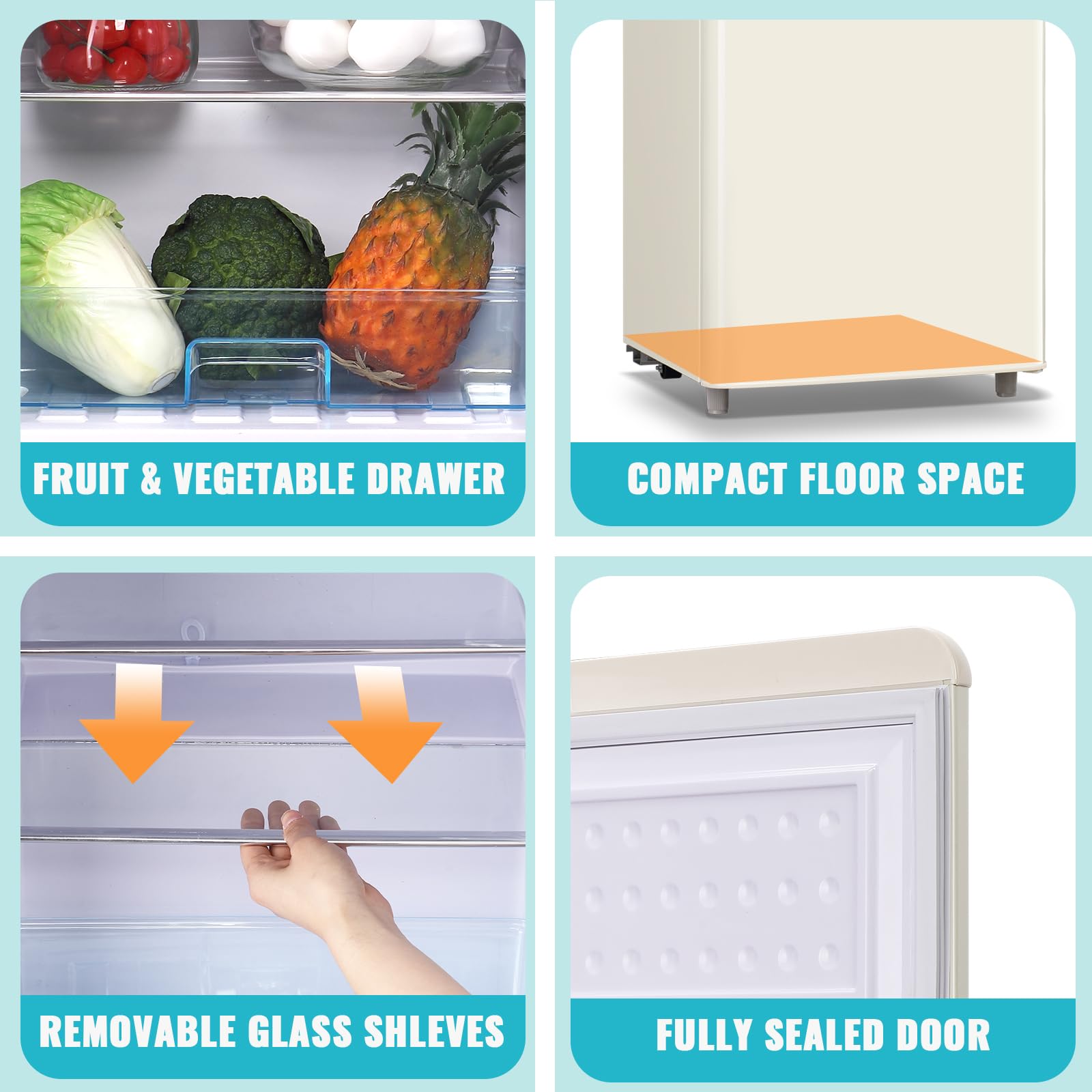 WANAI Refrigerator 3.5 Cu.Ft Refrigerator with Freezer, Retro Fridge with Dual Door,7 Adjustable Thermostat, Adjustable Shelves For Dorm, Office Bedroom,White on Fridge.com