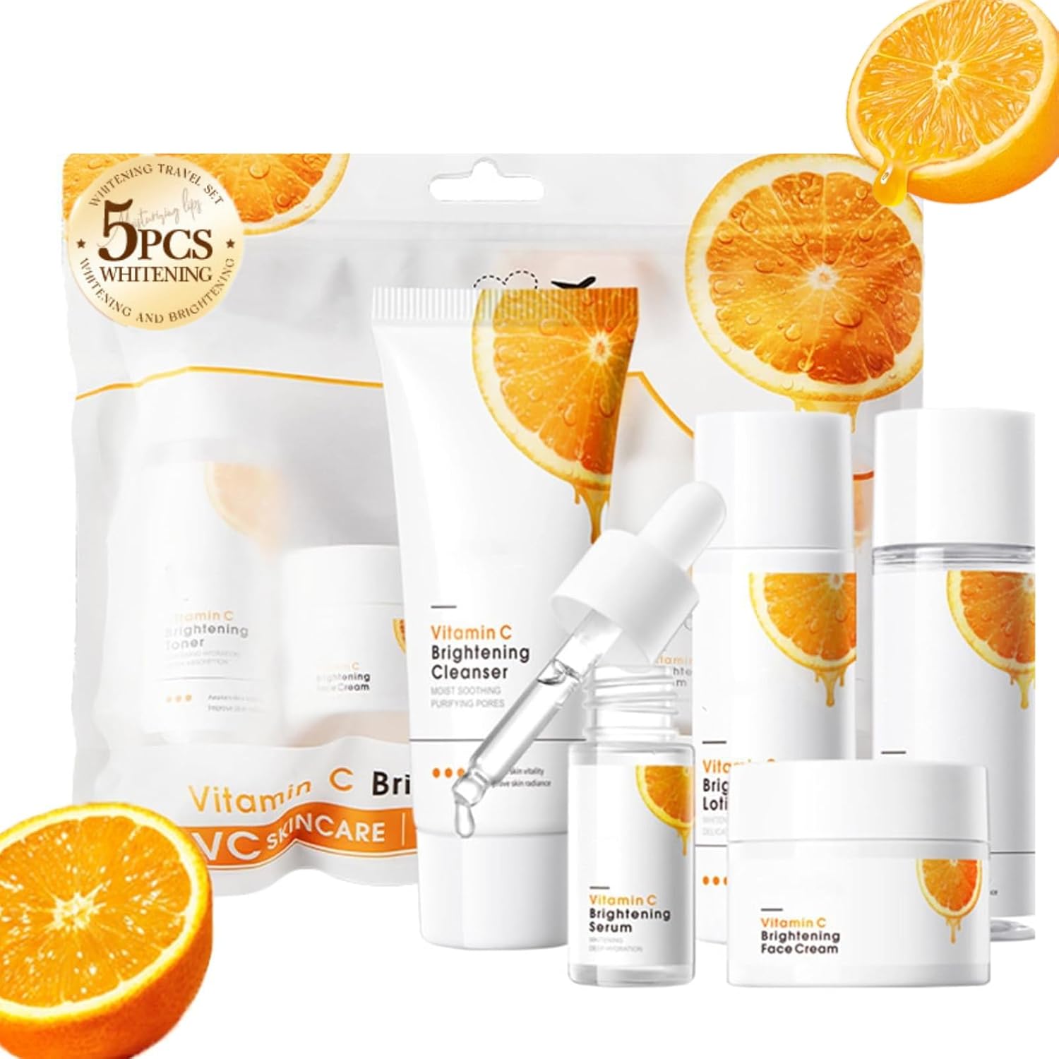 Vitamin C Skincare Set For Teenage Girls – Cleanser, Toner, Serum, Eye Cream & Face Cream, Gift Sets for Teen Girls Radiant Skin – Moisturizing, Brightening for Women Teenage Girls facial kit 5pcs