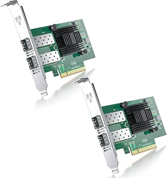 10Gb PCI-E Network Card NIC Compatible for Intel X520-DA2Intel E10G42BTDA, Dual SFP+ Port, with 82599EN Controller, 10G PCI Express Adapter Support Windows, Linux, Vmware, 2 Pack