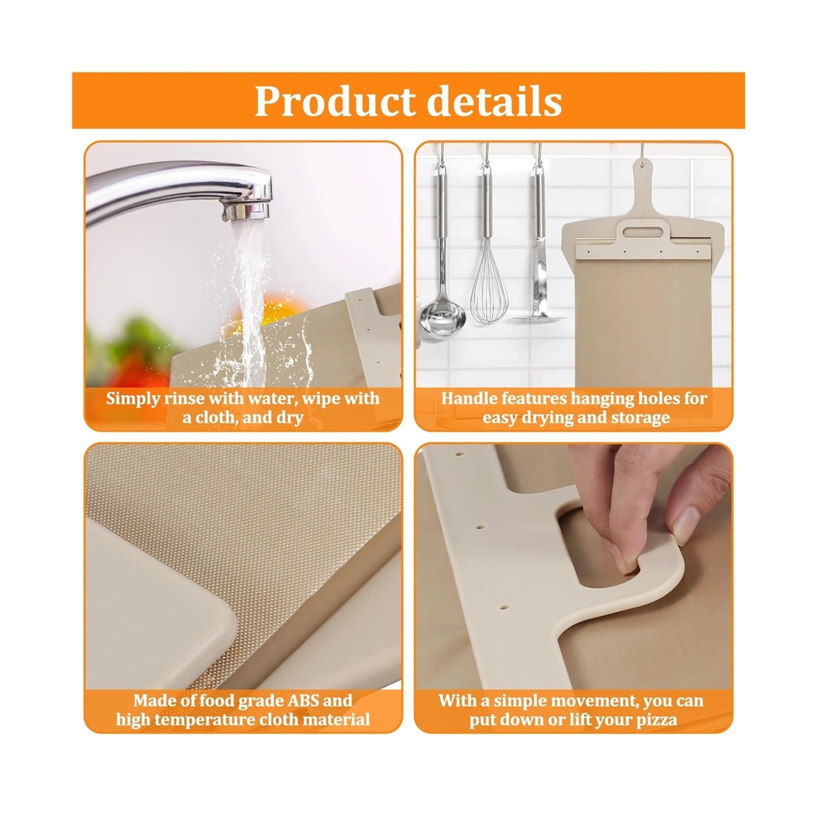 Pala scorrevole per pizza, paletta antiaderente in alluminio con manico | Strumento per trasferire l'impasto per cottura in forno e cucina domestica(01 58x30cm)