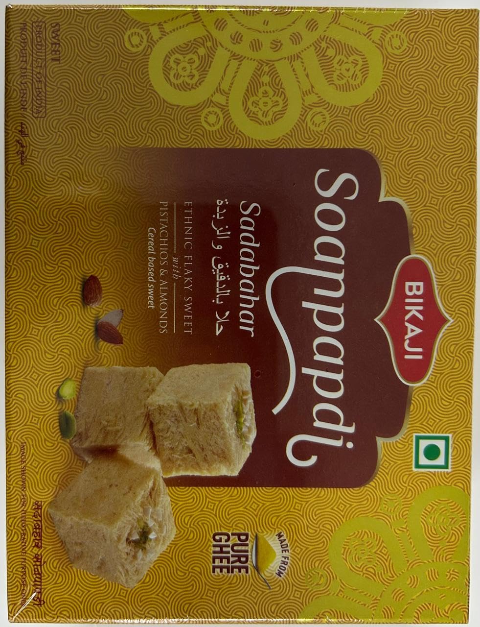 Bikaji Original Soan Papdi - Sada Bahar 200g Pack | Traditional Indian Mithai with Pure Ghee | Ethnic Flaky Sweet | Vegetarian | Product of India