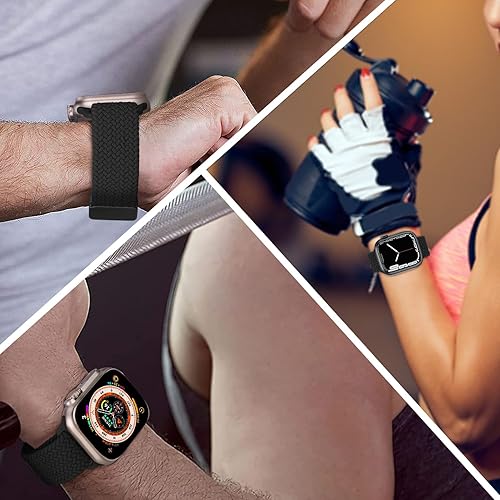 Miniatura 6 de Sport Solo Loop, compatible con correas de Apple Watch de 1.61, 1.57, 1.496 pulgadas, para mujeres y hombres, correa trenzada de nailon elástica