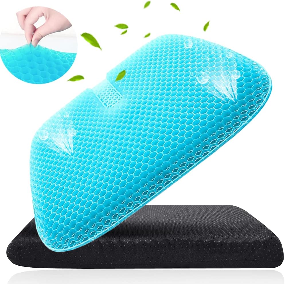 WENSUNNIEChair Cushions for Tailbone Pain Relief Cushion, Car Seat Cushion for Driving, Gel Wheelchair Cushions for Elderly Long Sitting, Pressure Relief Seat Cushion for Office Gaming Chairs (Blue)