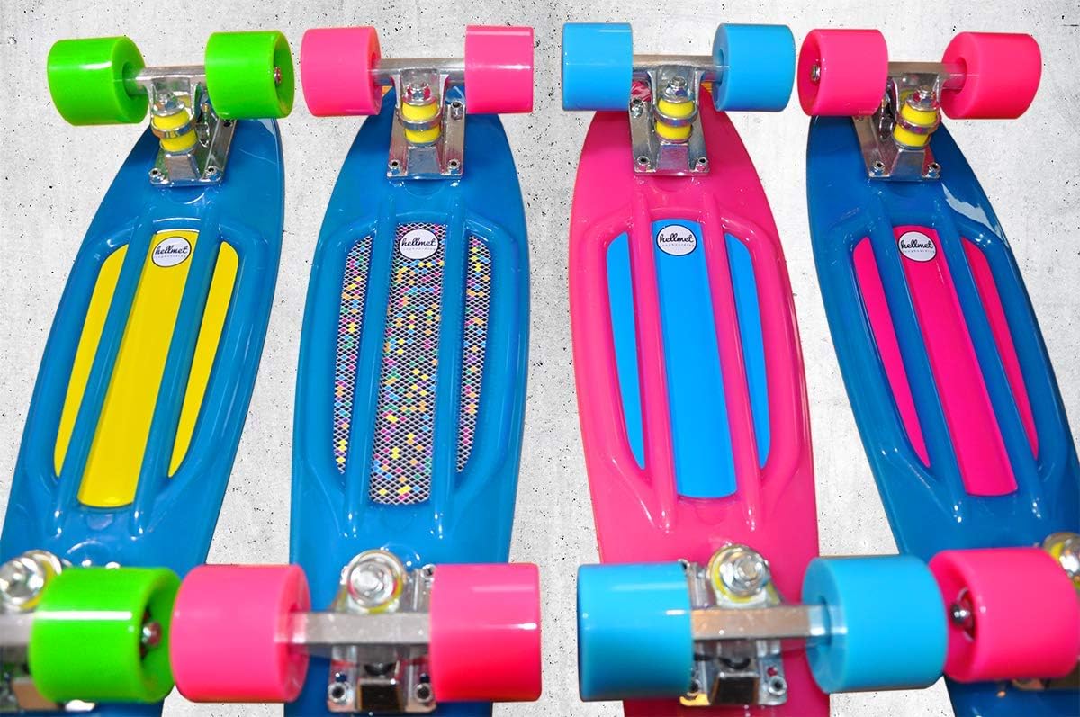 Hellmet Mini Cruiser Skateboard 22 Inch - Penny Style - Longboard - Vinyl Cruiser - Glow in The Dark - Top Quality - NEW