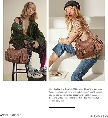 Vista 6 de Angel Barcelo Bolsos de cuero sintético para mujer, bolso de hombro, a la moda, bolsas para niñas