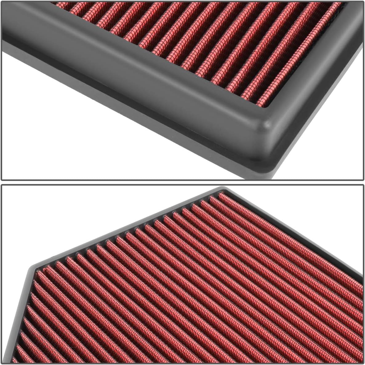 DNA Motoring AFPN-205-RD Washable Drop In Panel Air Filter [Compatible with 12-18 BMW 118i / 16 120i / 11 125i 1.6L / 15-16 228i / 18 318i / 12-17 320i / 16 328D / 12-16 328i / 16 420i /14-16 428i ]