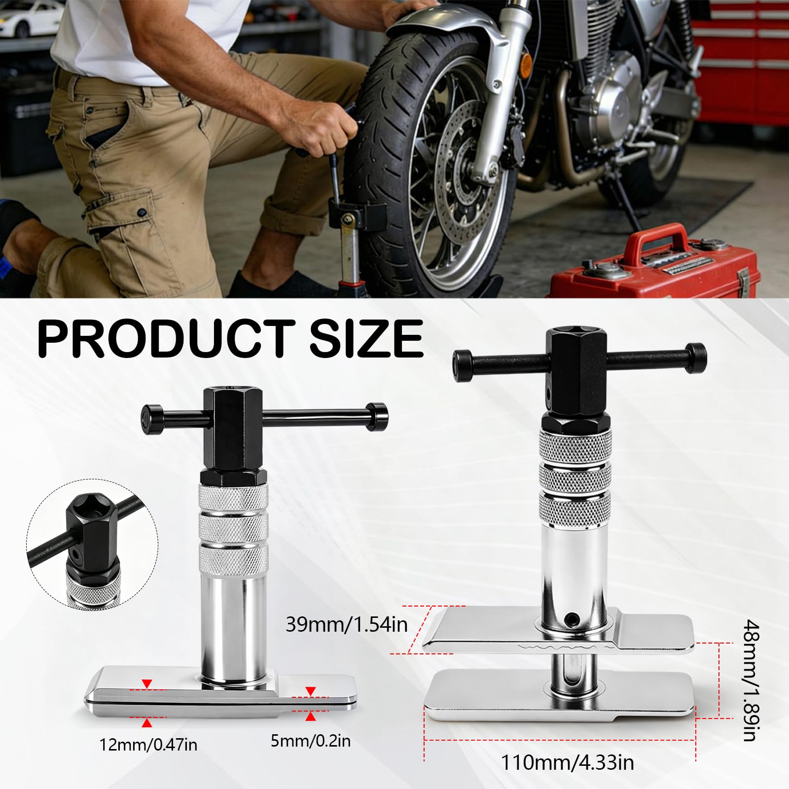Bremskolbenrücksteller, Profi Bremsenrücksteller Universal Motorrad Auto Fahrrad Werkzeug Set Zum Zurücksetzen Des Bremskolbens Bremssattel mit Kugelgelagerter Spindel, mit Großen & Kleinen Backen