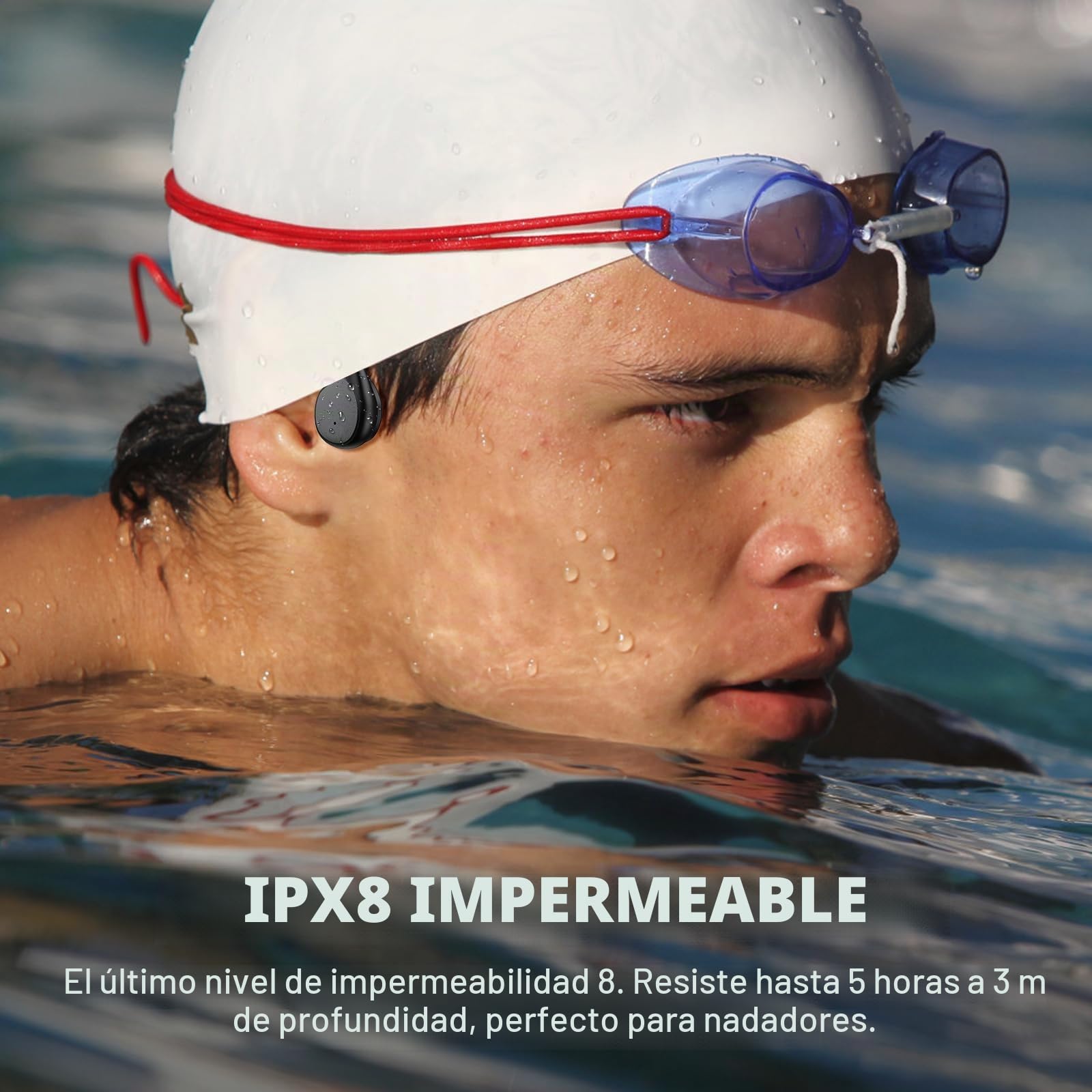 Auriculares conduccion osea, Auriculares de natación Bluetooth 5.3, Equipados con Memoria de 32 GB, IPX8 a Prueba de Agua, Auriculares Abiertos adecuados para Nadar, Correr