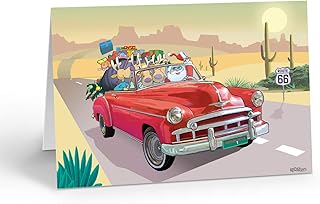 Stonehouse Collection | Route 66 and Red Car Christmas Card |18 Western Cards & Envelopes | USA Made