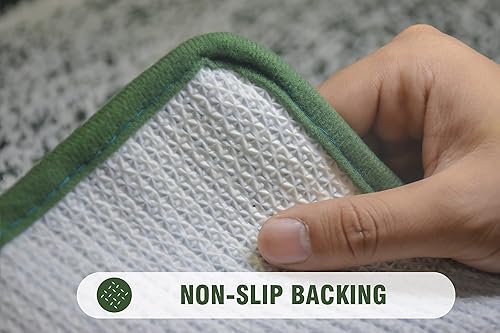 Miniatura 3 de SUYAOVO Juego de 2 tapetes de baño de color verde de lujo, 17 x 24 más 17 x 47 pulgadas, alfombra de baño de microfibra antideslizante para baño,