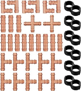 Gardrip 36 Pieces Drip Irrigation Kit：Drip Irrigation Parts for 1/2 Inch Drip Irrigation Tubing with 17mm 0.600" ID Drip Line Irrigation Kit Drip Irrigation Fittings Barbed Connectors Including 12 Couplings 10 Tees 6 Elbows 6 Plugs 2 Crosses
