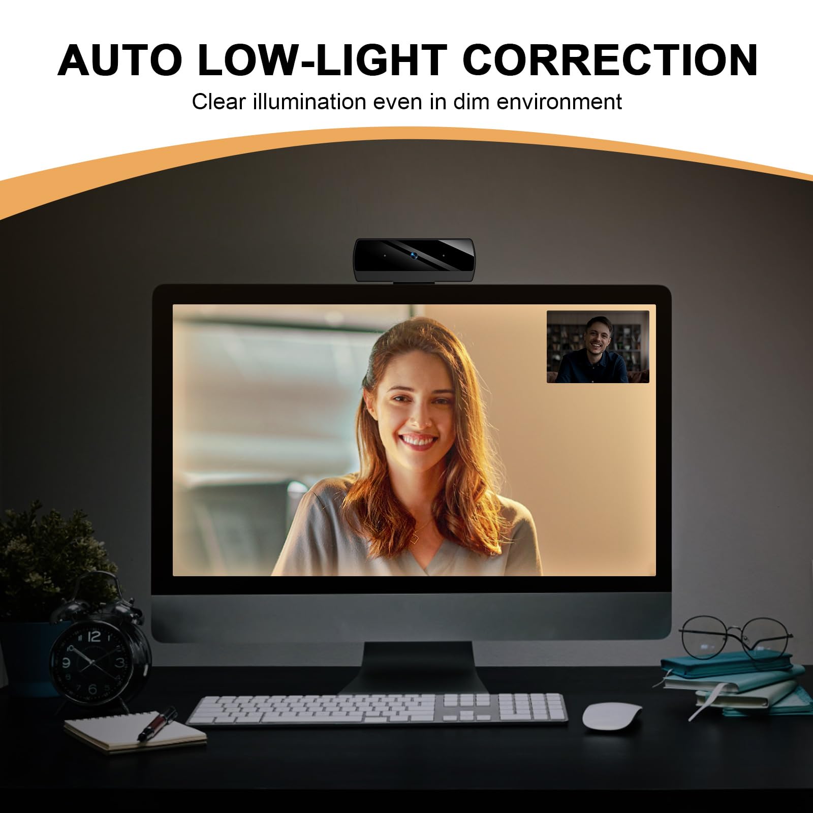 Webcam,Webcams for PC, Full HD 1080P Video Calling, HD Light Correction, Works with Skype, Zoom, FaceTime, Hangouts, PC/Mac/Laptop/MacBook/Tablet