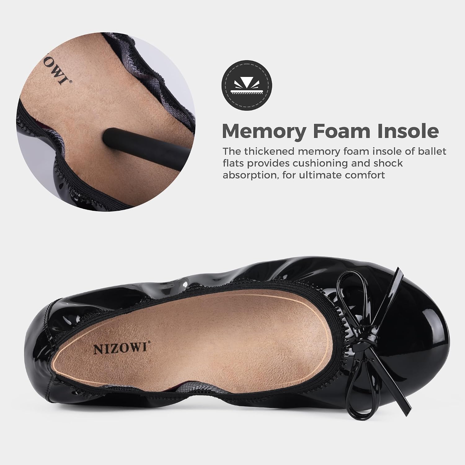 Women's Flats Foldable Ballet Flats Shoes for Women, Bowknot Round Toe Comfortable Lightweight Casual Slip On Dress Shoes