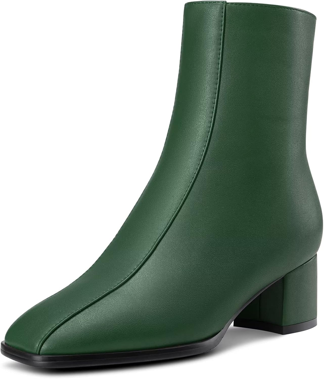 NobleOnly Women Chunky Block Low Kitten Heel Square Toe Zipper Ankle Boots Short Bootie Wedding Dress 2.0 Inches Heels