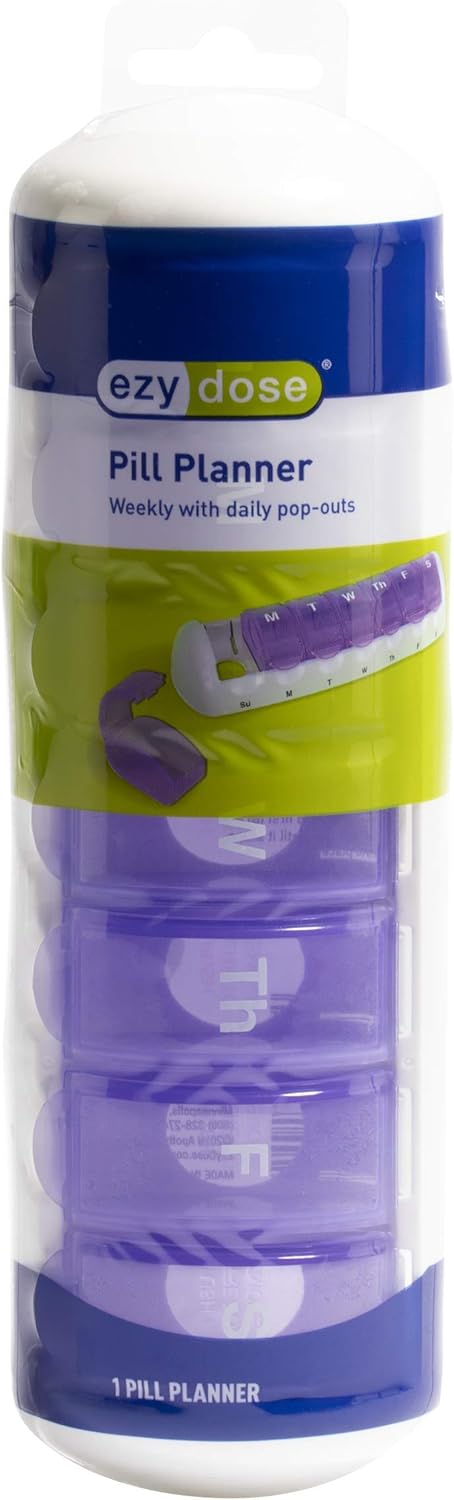 EZY DOSE Weekly (7-Day) Travel Pill Organizer and Planner │ Removable Daily Compartments│ Great for Travel,Assorted Colors,67049 : Health & Household