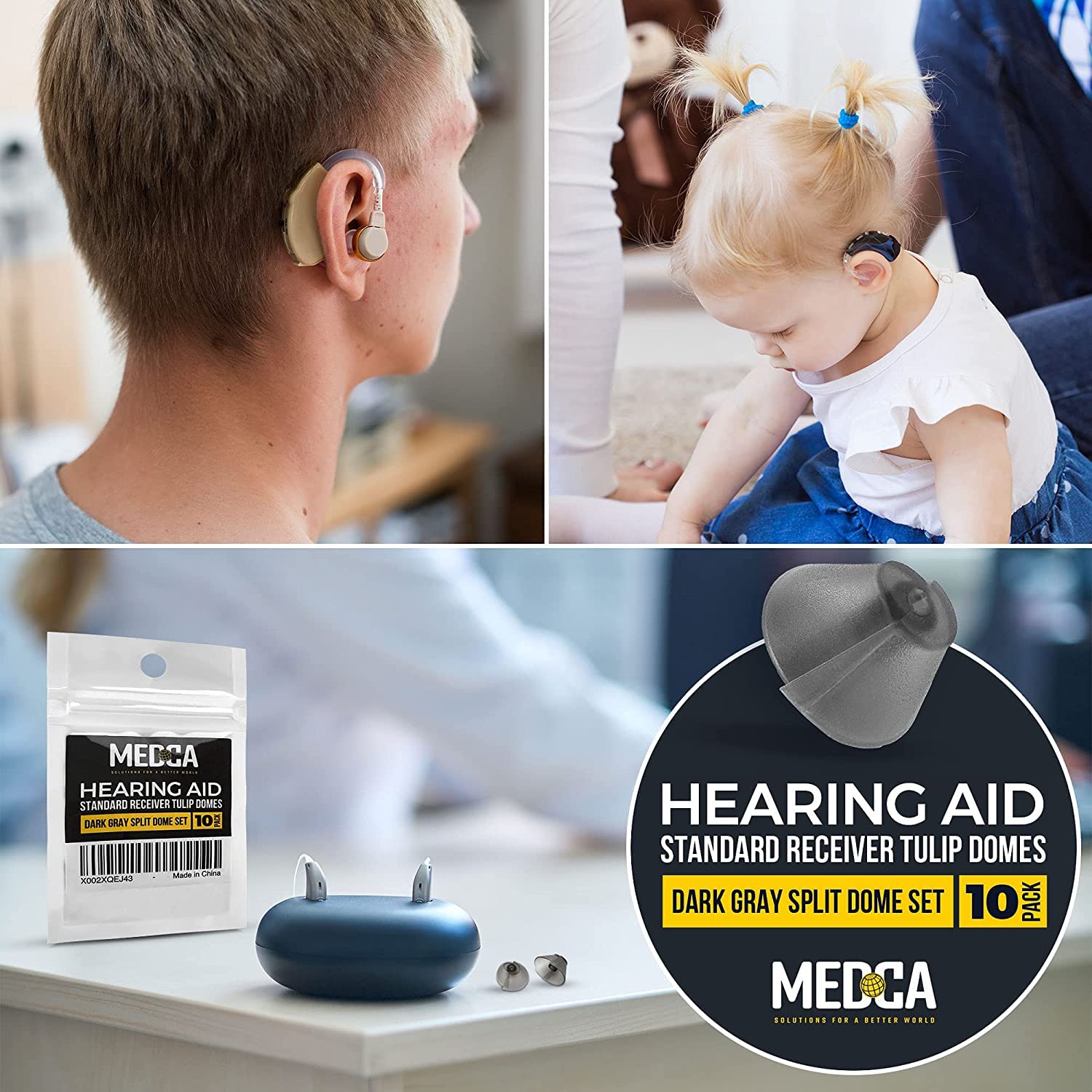 Cupole a tulipano per ricevitore standard MEDca compatibili con GN Resound Sure Fit - Cupole auricolari di ricambio universali con punta invisibile da 20 pezzi per BTE PSAP e modelli Open Fit