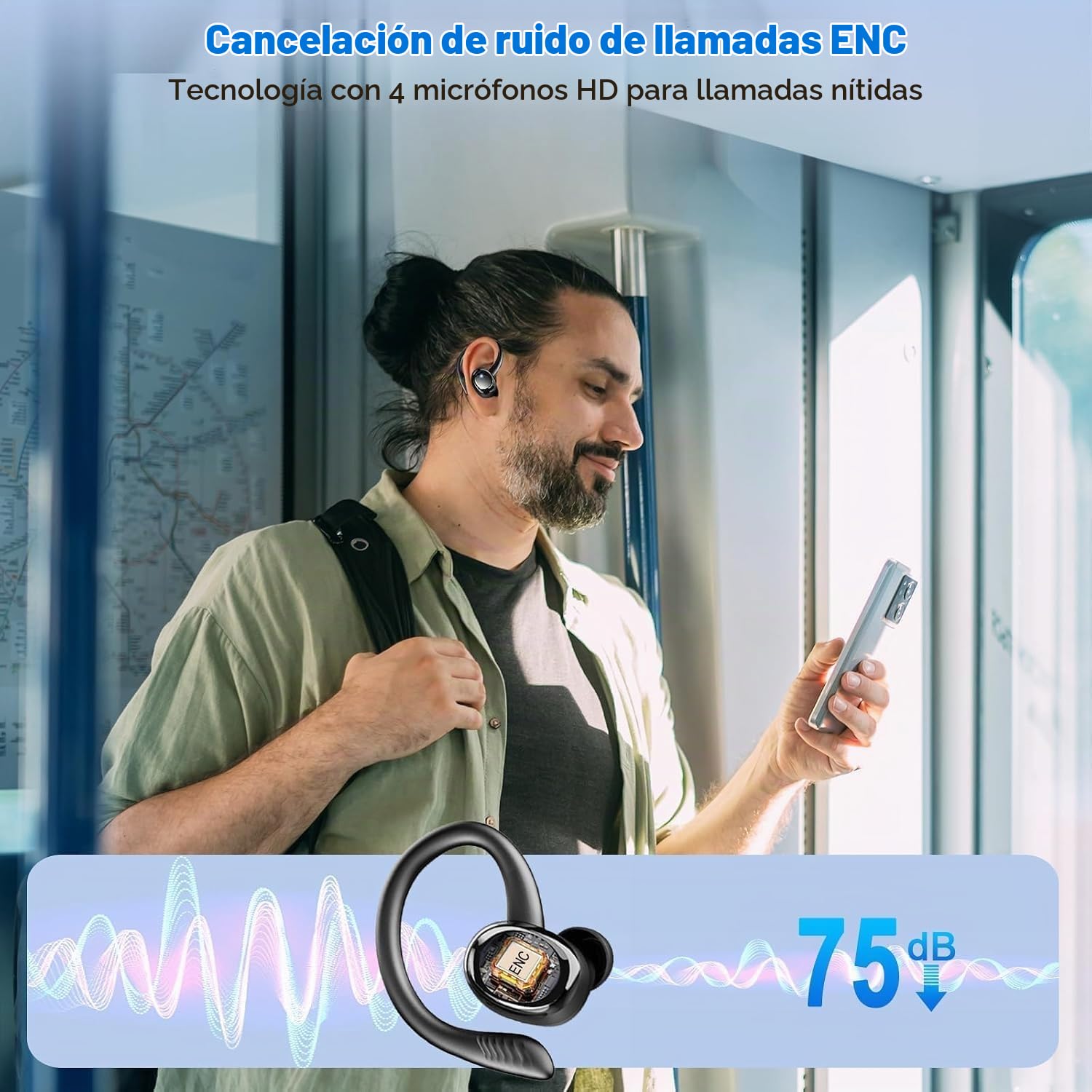 Auriculares Inalámbricos Bluetooth Deportivos【NEW】,60H Cascos Bluetooth 5.4