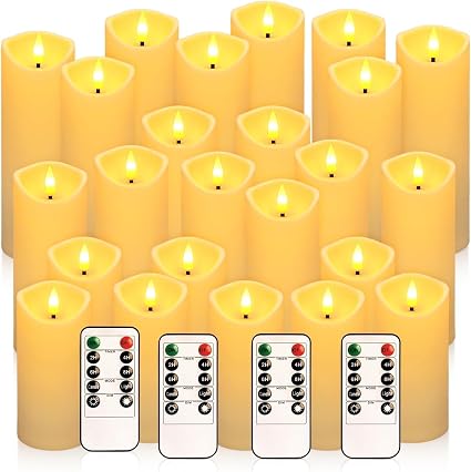 LIVEN Lot de 24 Bougies LED sans Flamme LIVEN avec Télécommande et Effet Flamme 3D