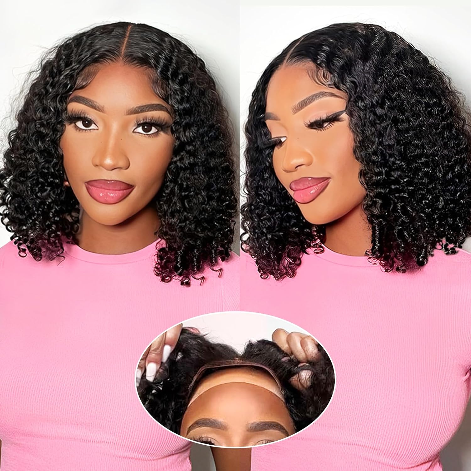Iridescent Glueless Human Hair Lace Front Wig for Black Woman - 13x4 Straight HD Transparent Pre-Plucked Bob Wig, 180% Density, Short, Natural Black, 16 Inch