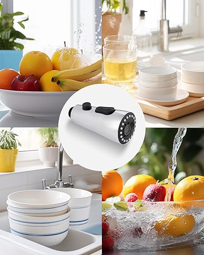 Vista 52 de Hibbent Cabezal de repuesto de acero inoxidable con 15 adaptadores, NSF/ANSI/CAN 61 y boquilla de grifo de cocina de 3 funciones certificada por