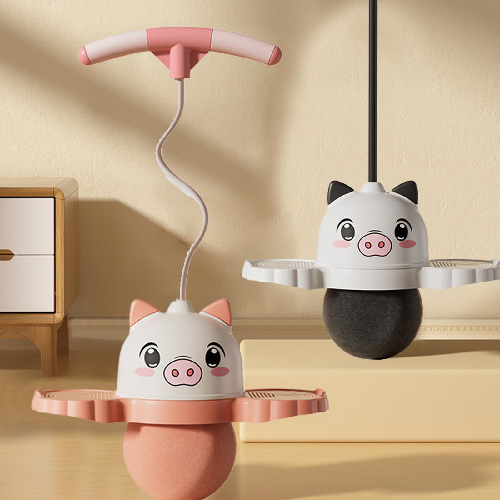 Pelota Saltarina Con Asa Diseño Animal Dibujo Animado Mejora Equilibrio Y