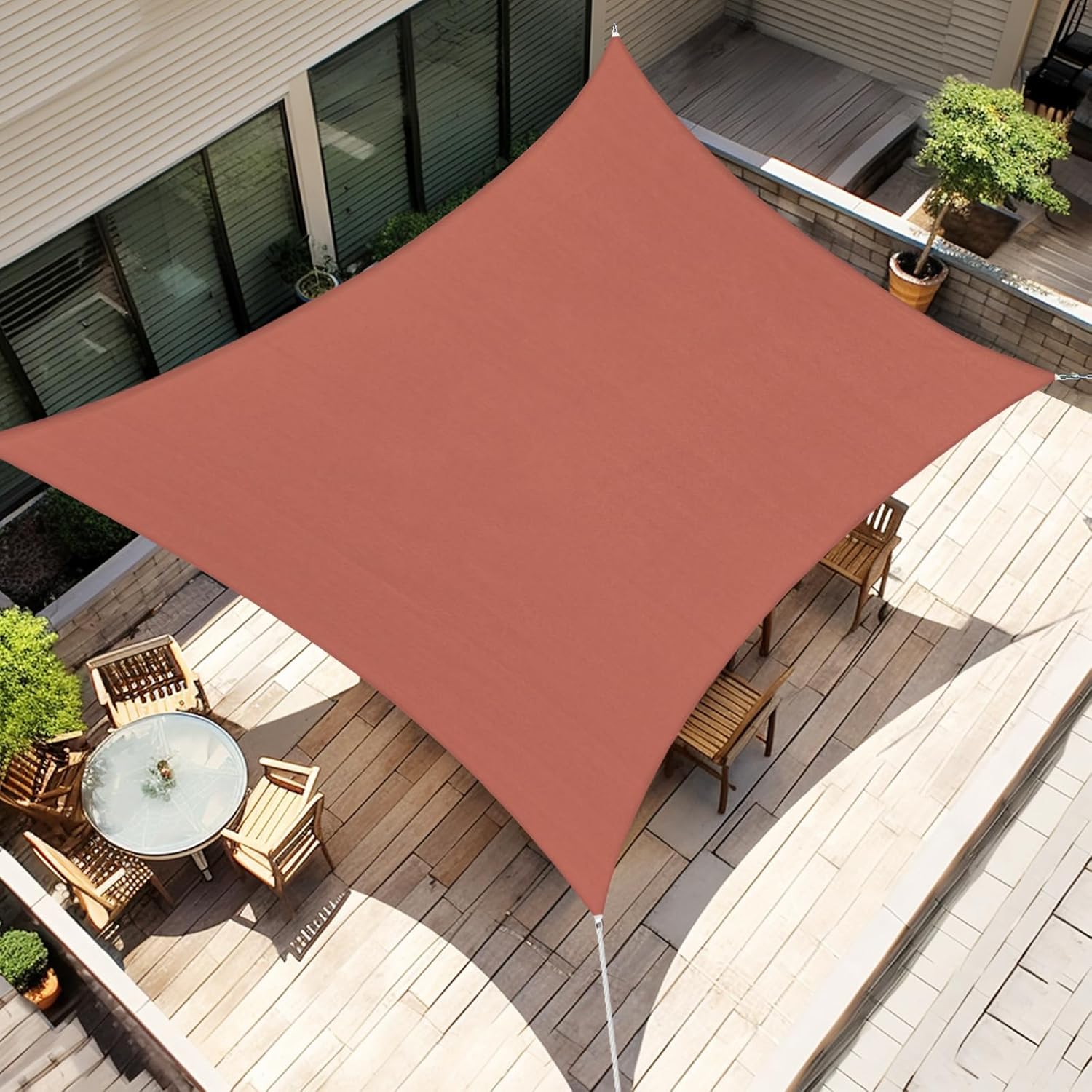 Amagenix Shade Sail 20'X26' Rust Red Rectangle UV Block Breathable Outdoor Canopy for Patio Garden Backyard Deck, Custom