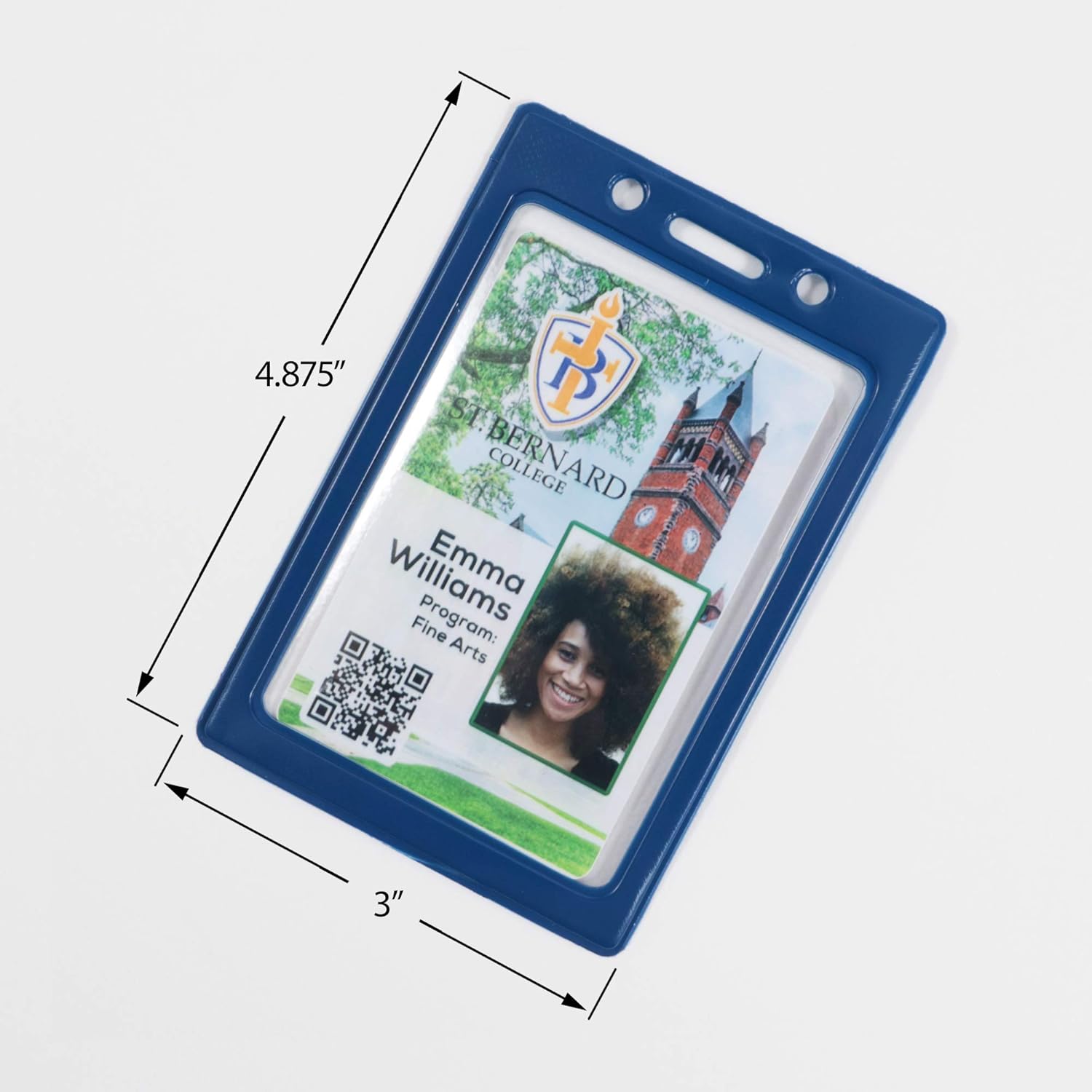Vertical Color Frame Badge Holder, Pre-Punched Credit Card Size ID Card Holder, Use with Lanyards, Chains, or Badge Clips - Royal Blue (50 Pack)