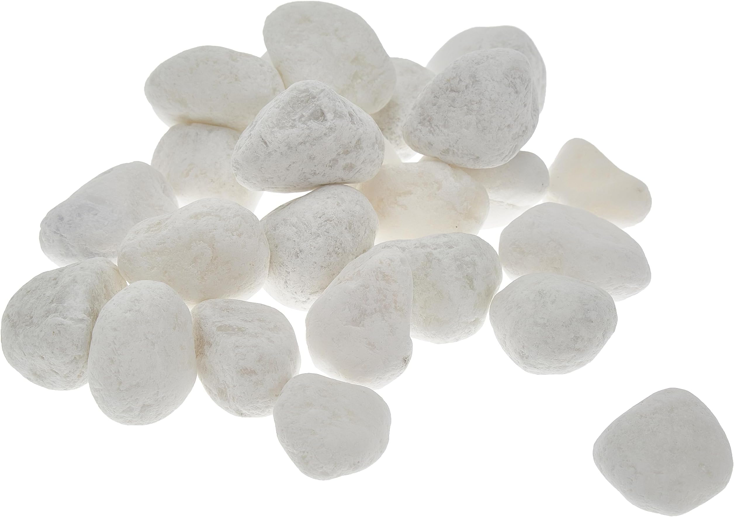 2 Pounds Medium White Rolled Marble Decorative Stone Rocks, 32 oz Bag, Indoor or Outdoor Decorative Stones for Craft Projects, Vase Fillers, Succulents, Cactus Pots, Terrarium Plants (3/4" - 1 1/2")