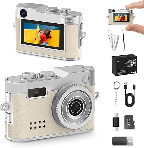 Mini Keychain Camera, 1080P & 2MP Retro Aesthetic, 32GB Memory, Pocket-Sized Vintage Camera, Birthday Valentine Gifts