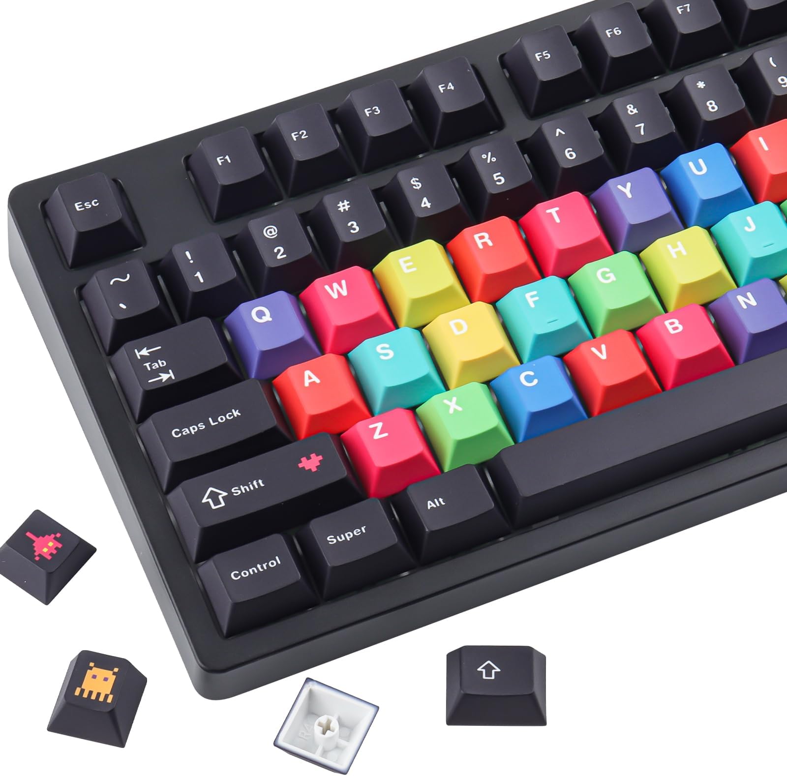 Tsungup Retro Keycaps, 132 Keys Black Arcade Games Custom Keycap Sets