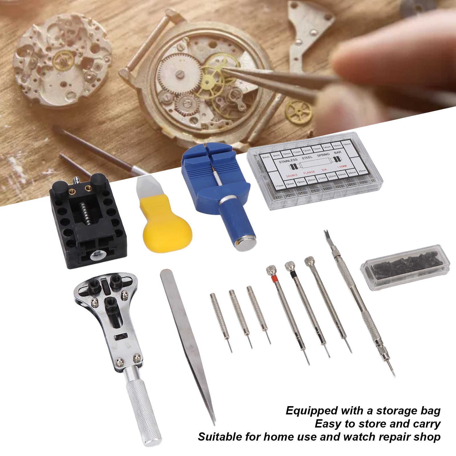 Uhrenreparaturset, professionelles Einstellen von Uhrenarmbändern, Uhrengehäuseöffner, tragbare Uhrenreparaturwerkzeuge für den Multifunktionsgebrauch für Uhren