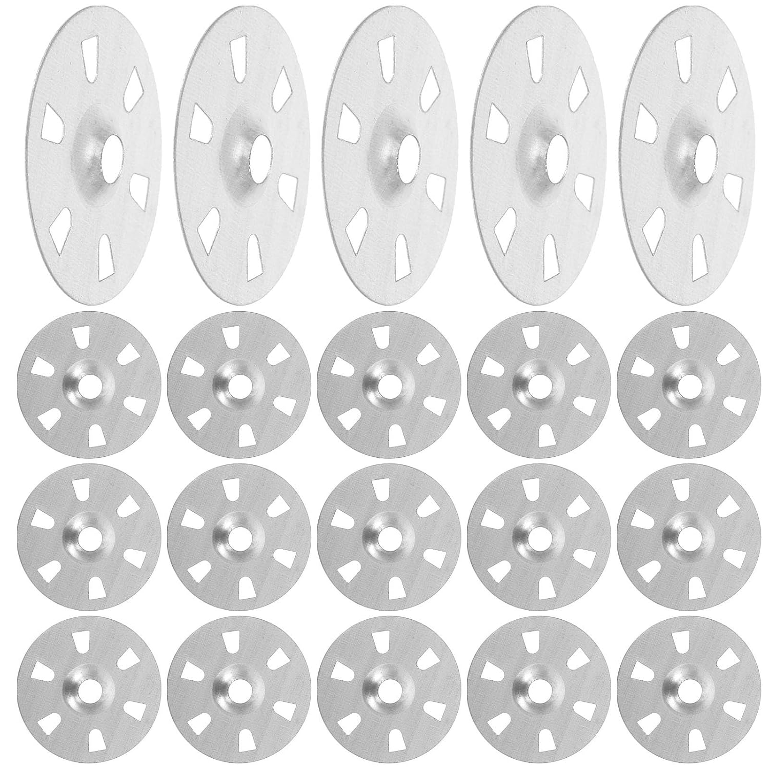 200Pcs Insulated Board Washers Six Holes, Zinc Alloy, Silver